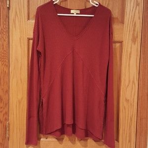 Vera Wang Maroon Waffle Knit Tunic, Size Large